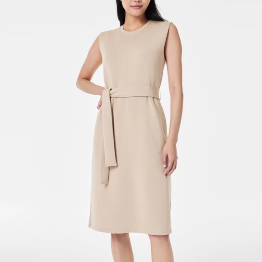 SPANX Tan Sleeveless Sheath Dress Midi